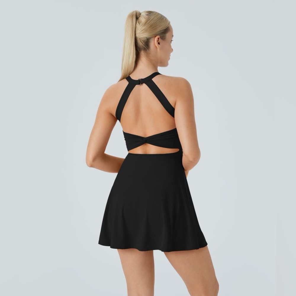 Halara Cut Out Twisted Side Pocket 2-in-1 Mini Active Dress